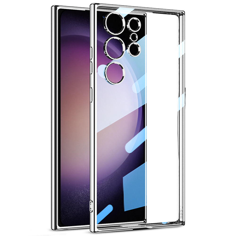 GKK til Samsung Galaxy S23 Ultra Clear TPU-telefonetui elektrobelagt kant stødsikkert beskyttelsescover GKK til Samsung Galaxy S23 Ultra Clear TPU-telefonetui elektrobelagt kant stødsikkert beskyttelsescover